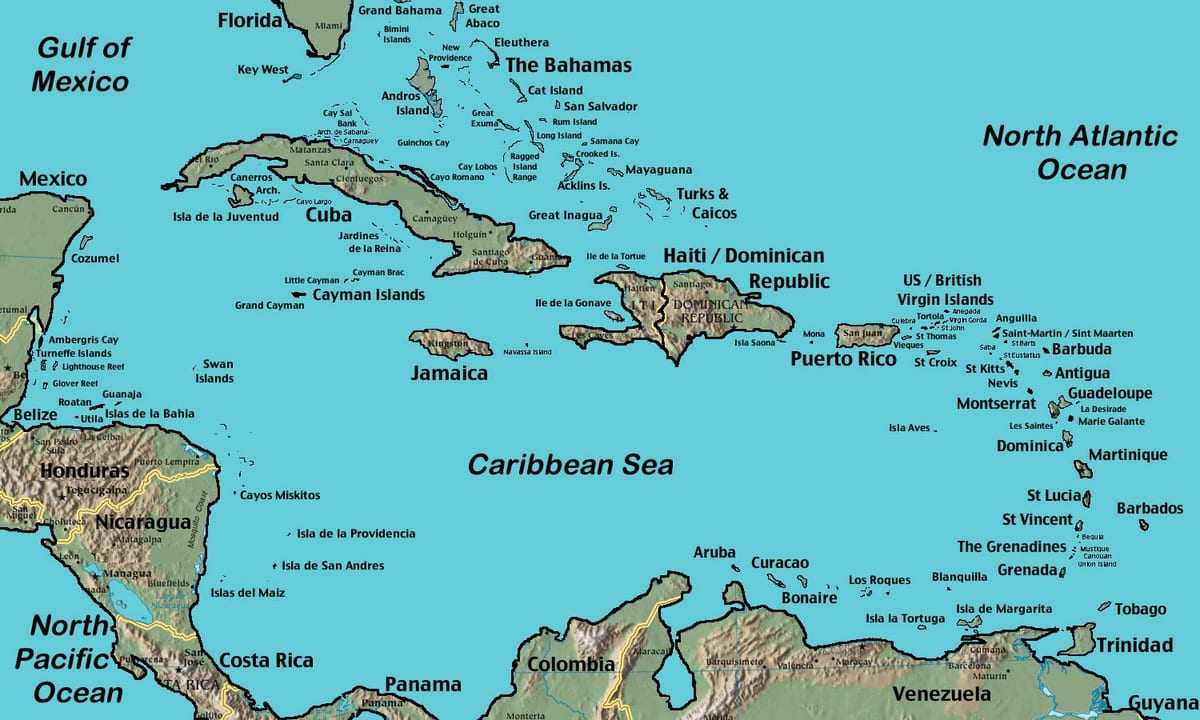 Kaart van Belize caribisch gebied