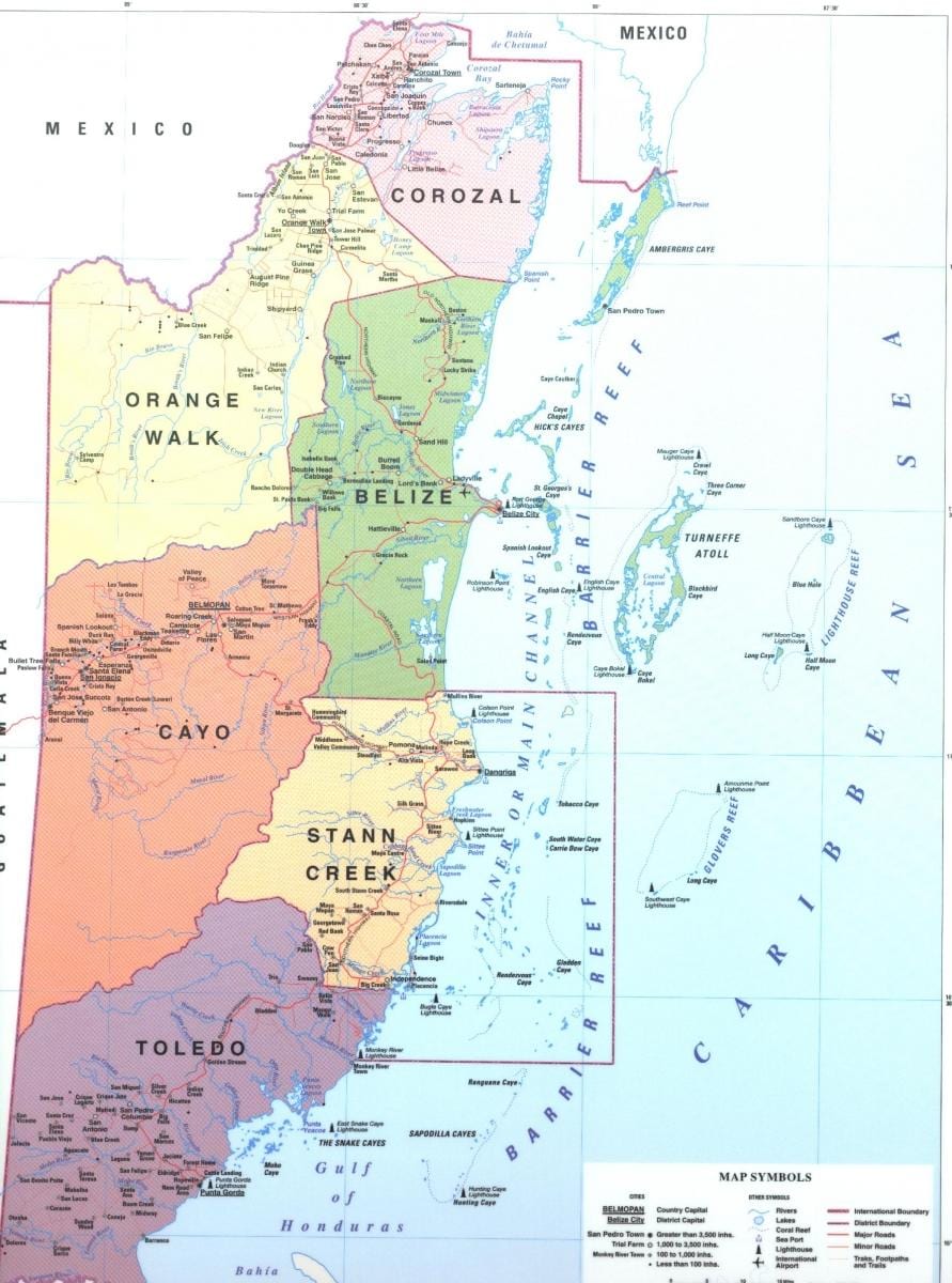 Kaart van Belize district