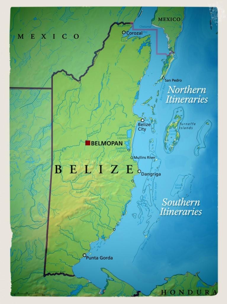 Kaart van Belize zeilen