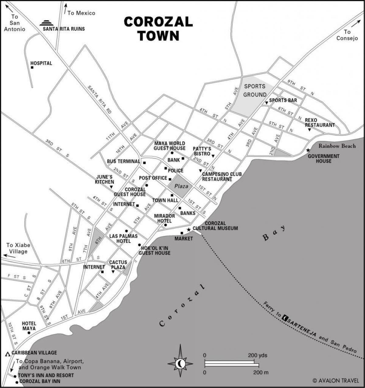 kaart van corozal town Belize