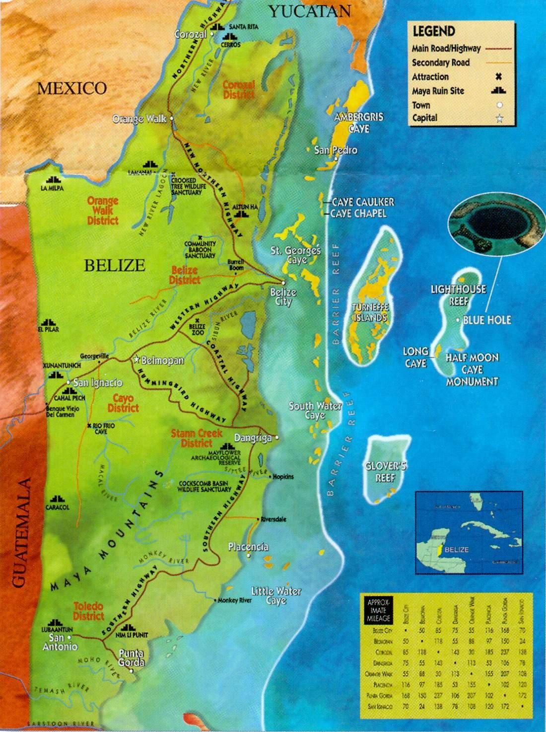 Kaart van de dierentuin van Belize