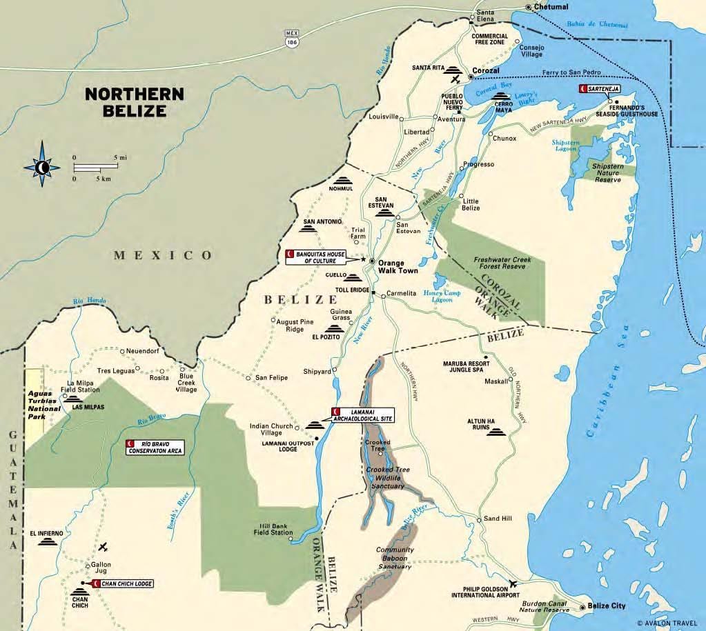 Kaart van de rivier Belize