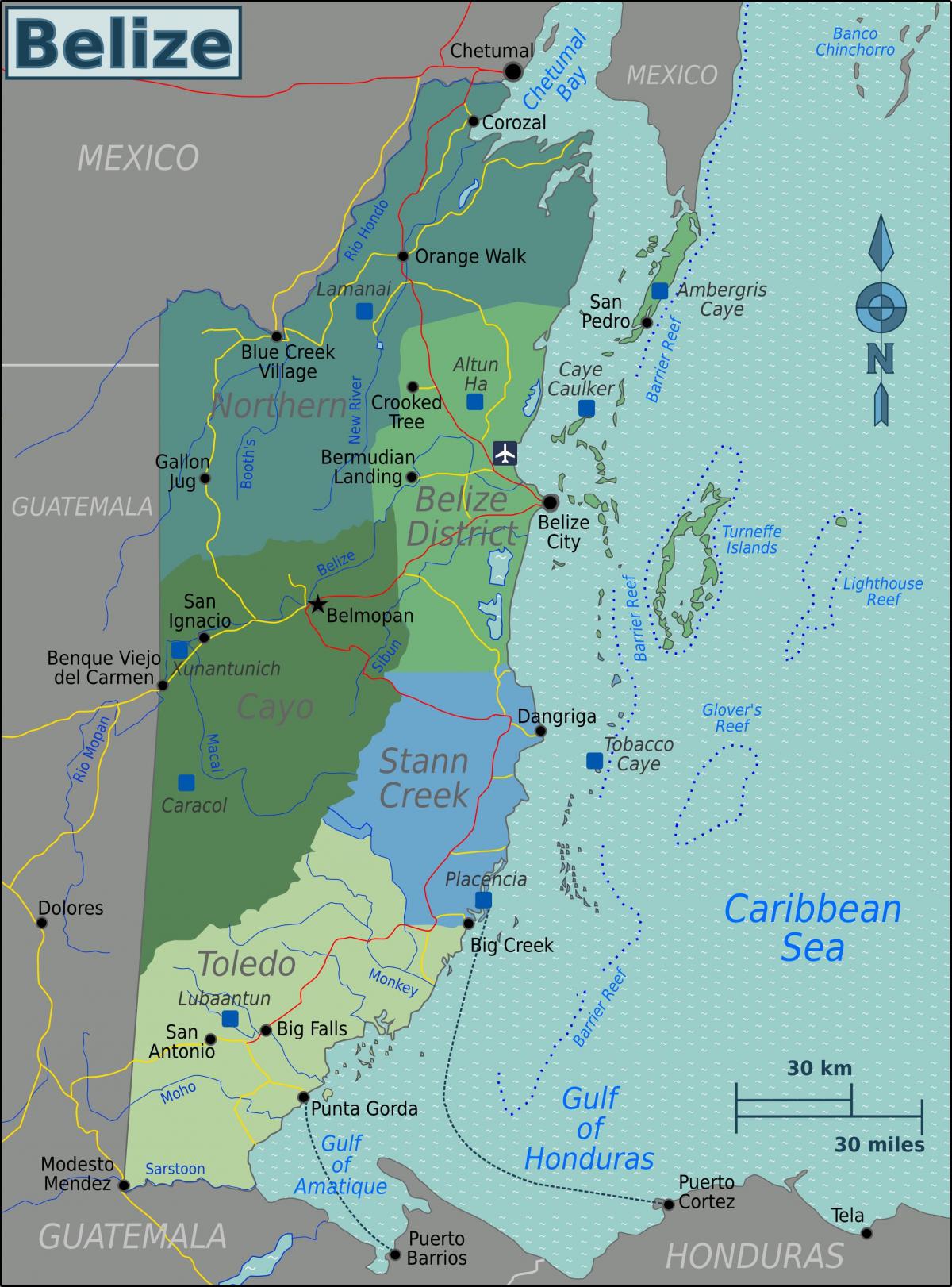 Kaart van de oogst caye in Belize