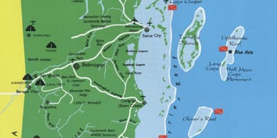Kaart van Belize duiken