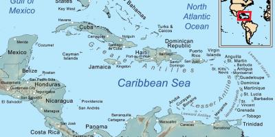 Kaart van Belize en de omliggende eilanden