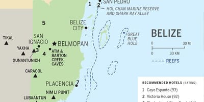 Kaart van Belize stranden