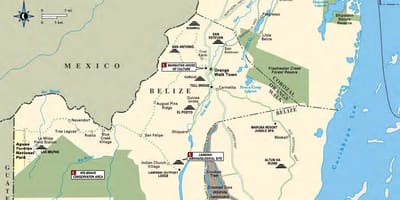 Kaart van de rivier Belize