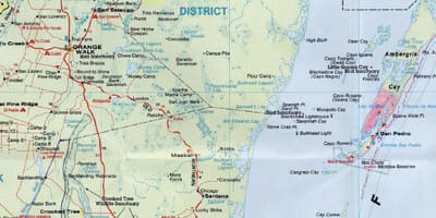 Gedetailleerde wegenkaart van Belize