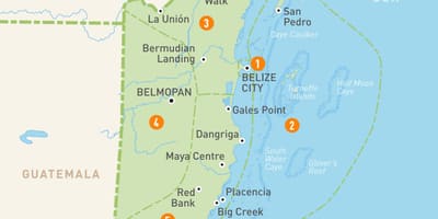 Kaart van Belize en de omliggende landen