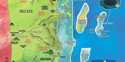 Kaart van tobacco caye in Belize